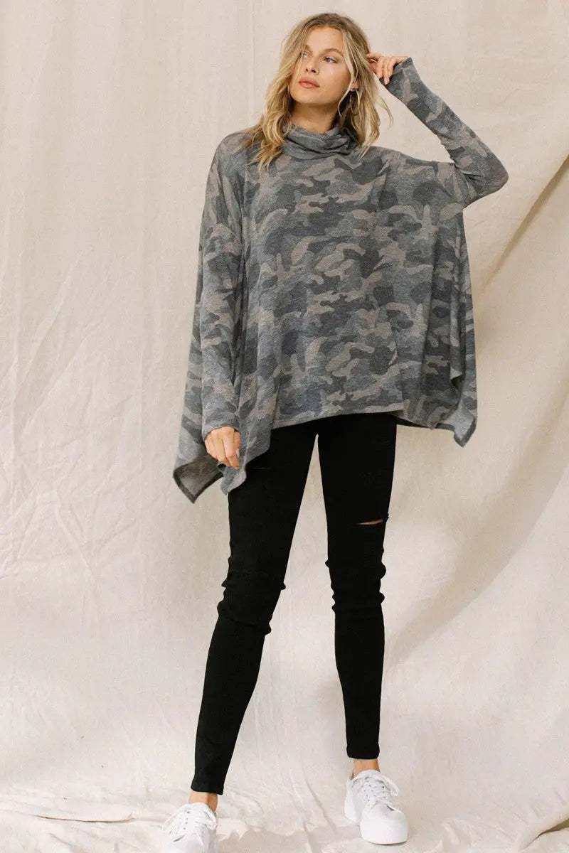 Camouflage Printed Turtleneck Top Sunny EvE Fashion