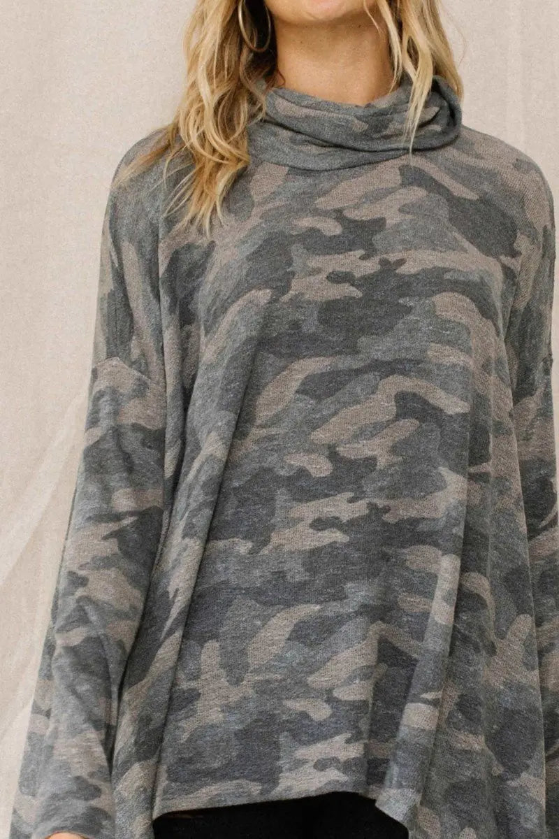 Camouflage Printed Turtleneck Top Sunny EvE Fashion