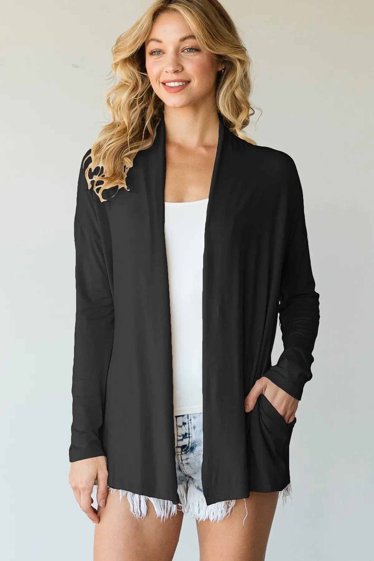 Casual Cardigan Featuring Collar And Side Pockets Sunny EvE Fashion