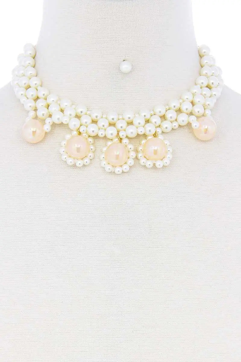 Chunky Rose Pearl Deco Choker Necklace Sunny EvE Fashion