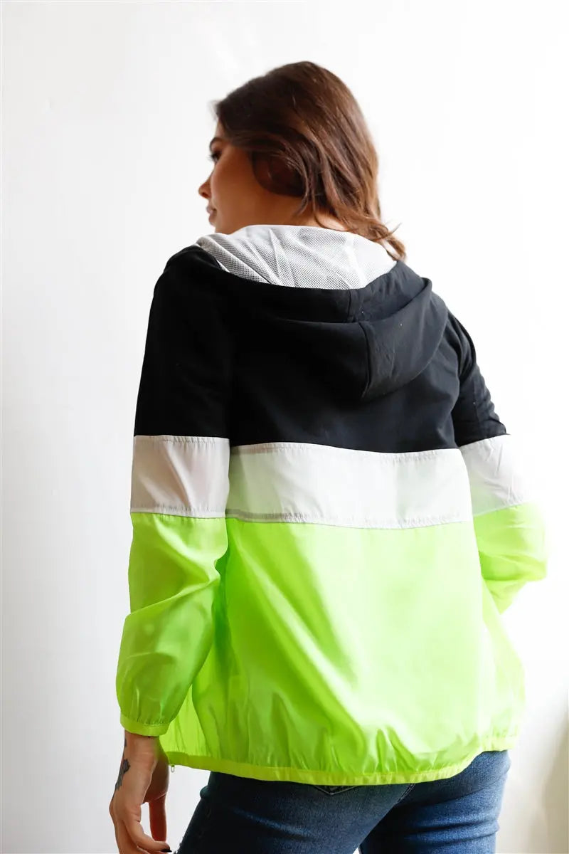 Colorblock Zip-up Hooded Wind Jacket Sunny EvE Fashion