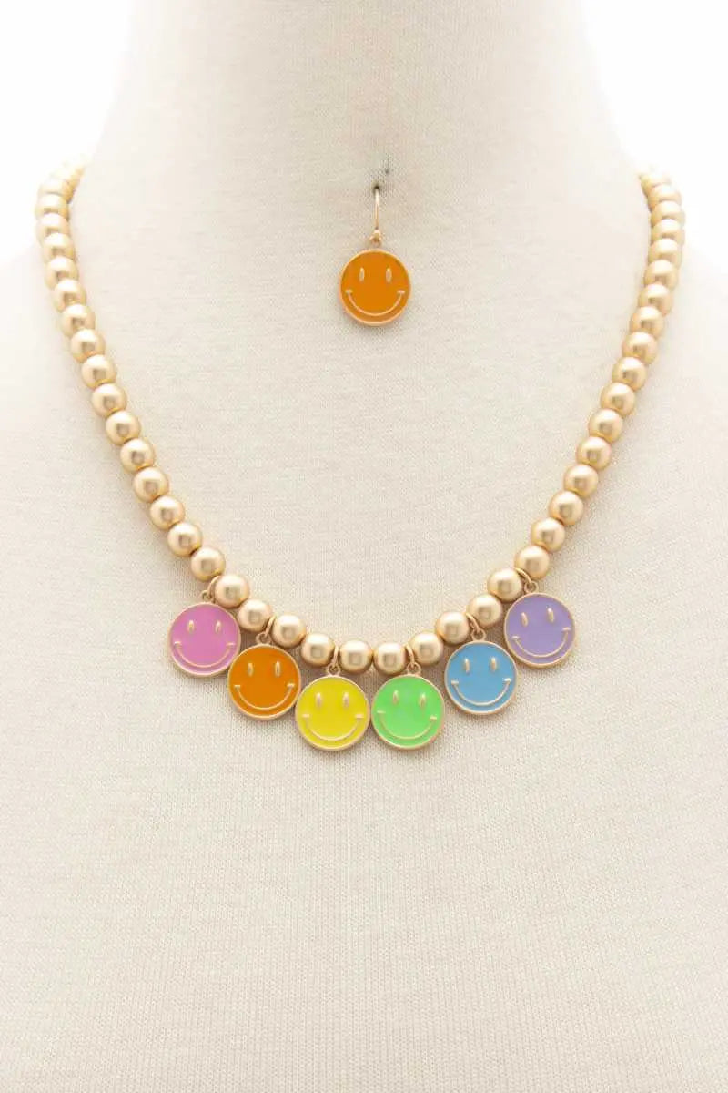 Colorful Happy Face Ball Bead Necklace Sunny EvE Fashion