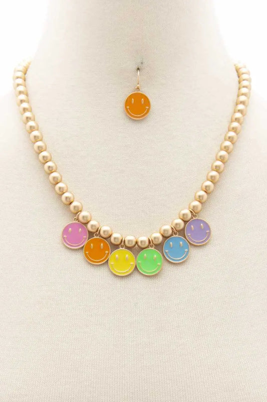 Colorful Happy Face Ball Bead Necklace Sunny EvE Fashion
