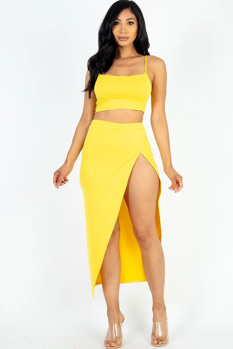 Crop Cami & Split Thigh Maxi Skirt Set Sunny EvE Fashion