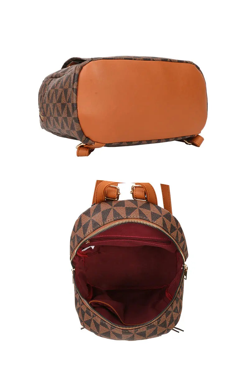 Curved Monogram Zipper Backpack Sunny EvE Fashion