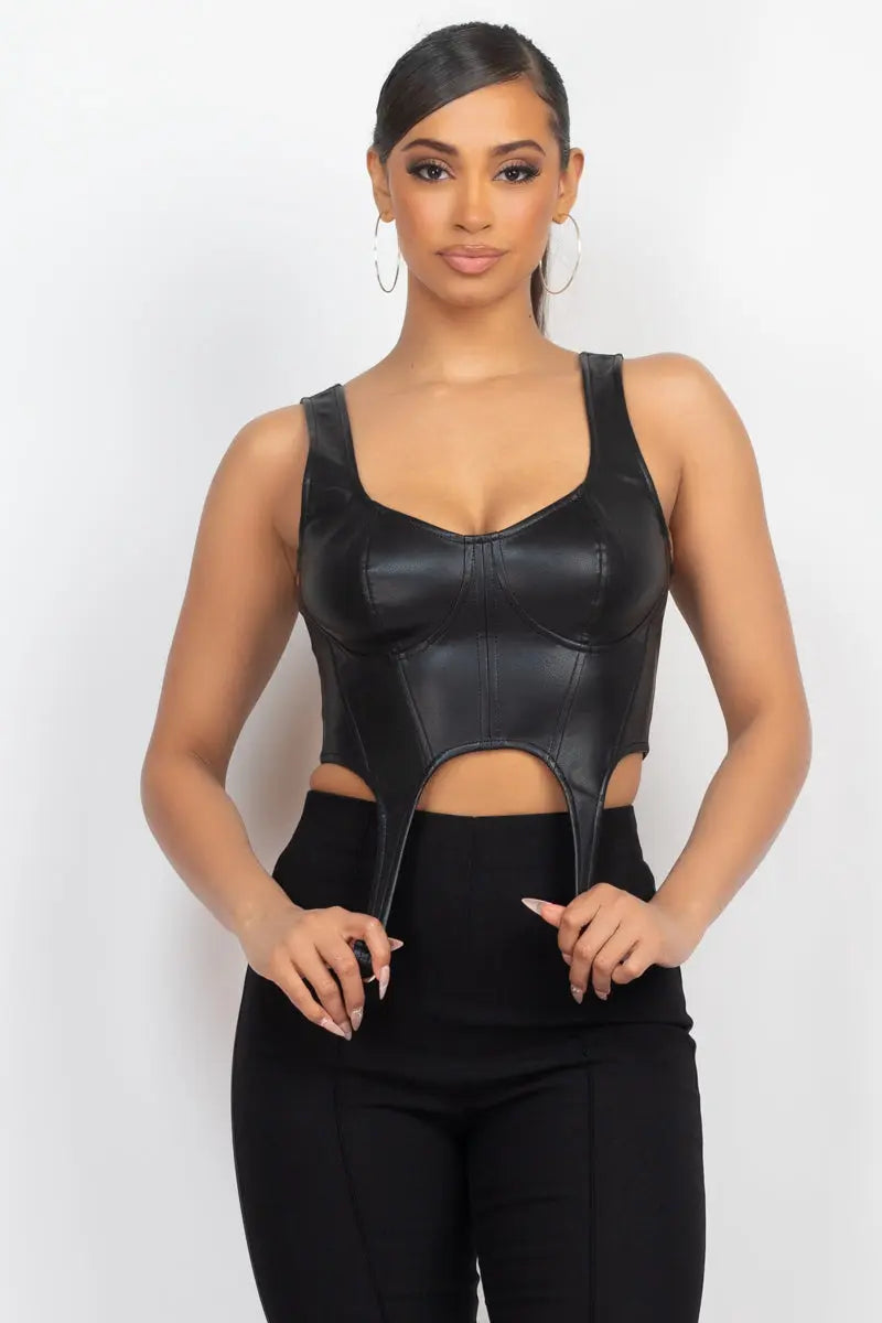 D-ring Sweetheart Bustier Leather Top Sunny EvE Fashion
