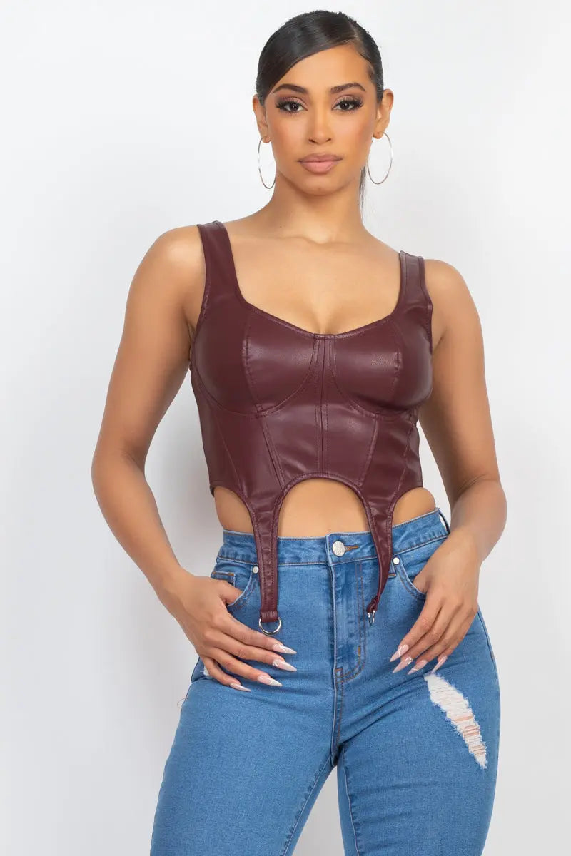 D-ring Sweetheart Bustier Leather Top Sunny EvE Fashion