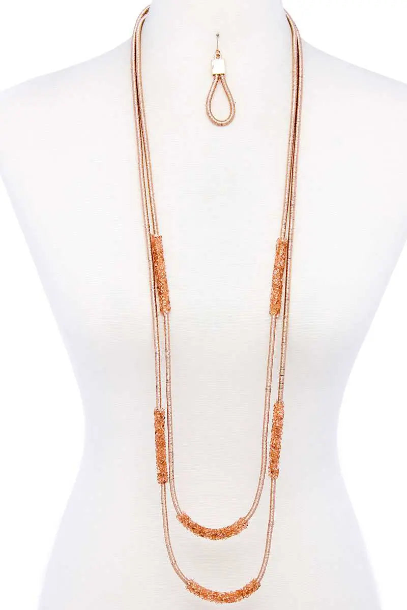 Double Layer Chic Long Necklace And Earring Set Sunny EvE Fashion
