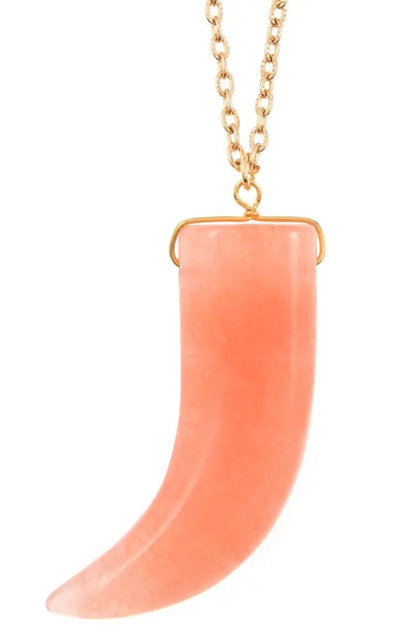 Elongated single horn pendant necklace Sunny EvE Fashion