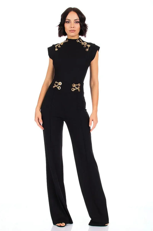 Eyelet With Chain Deatiled Fashion Jumpsuit Sunny EvE Fashion