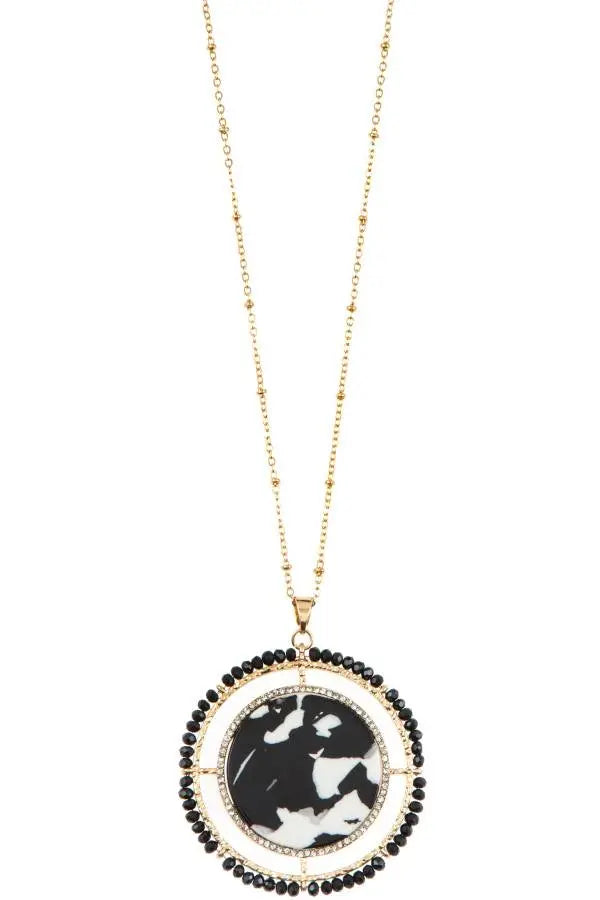 Faceted bead acetate circle pendant necklace set Sunny EvE Fashion