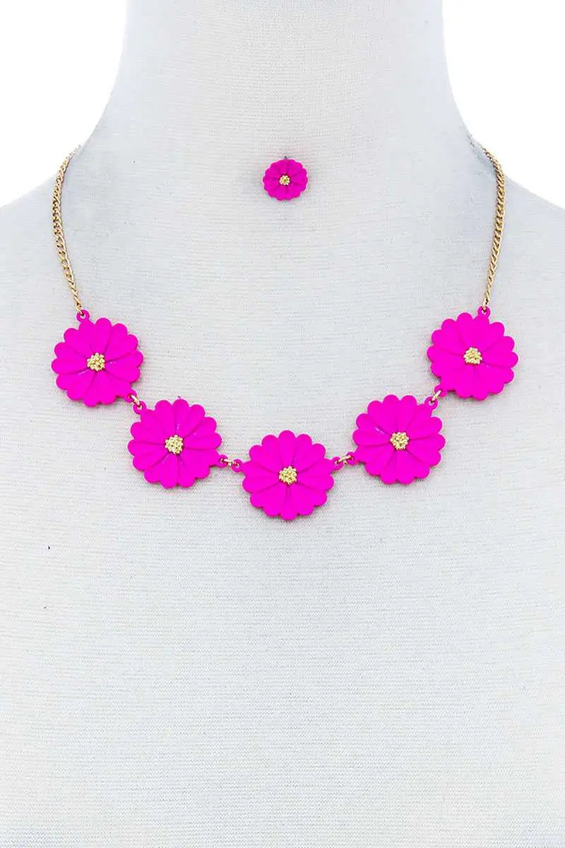 Fashion Cute Multi Tender Flower Necklace And Earring Set Sunny EvE Fashion