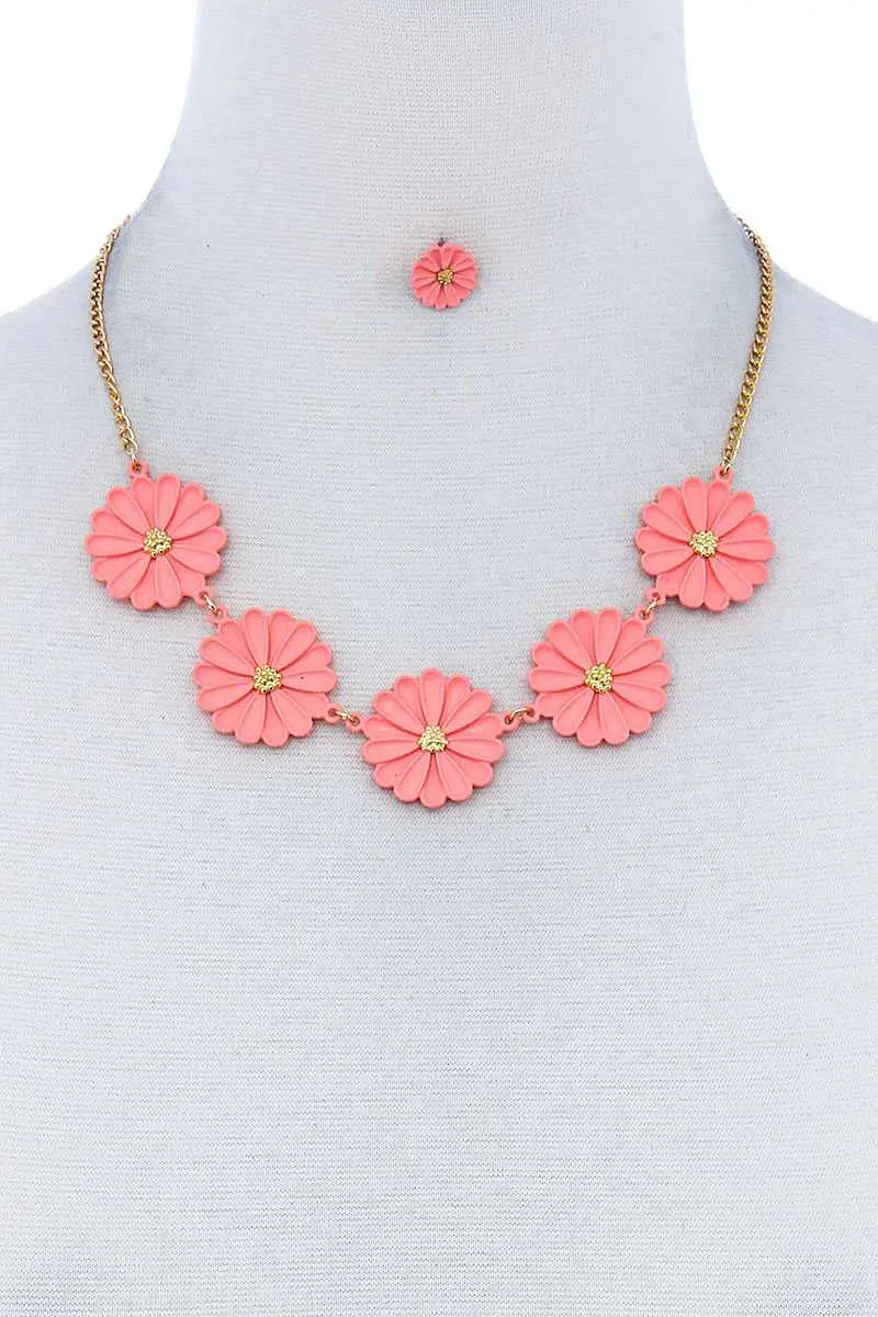 Fashion Cute Multi Tender Flower Necklace And Earring Set Sunny EvE Fashion