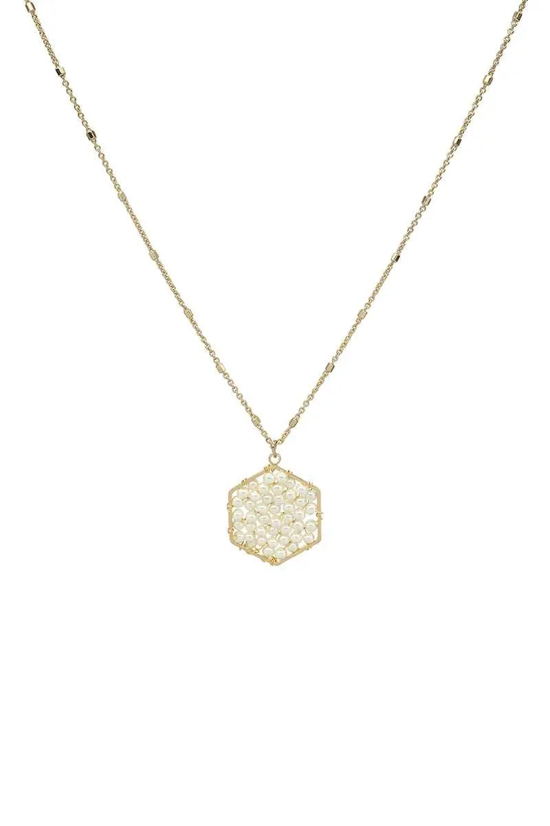 Fashion Pearl Wraps Hexagon Pendant Necklace Sunny EvE Fashion
