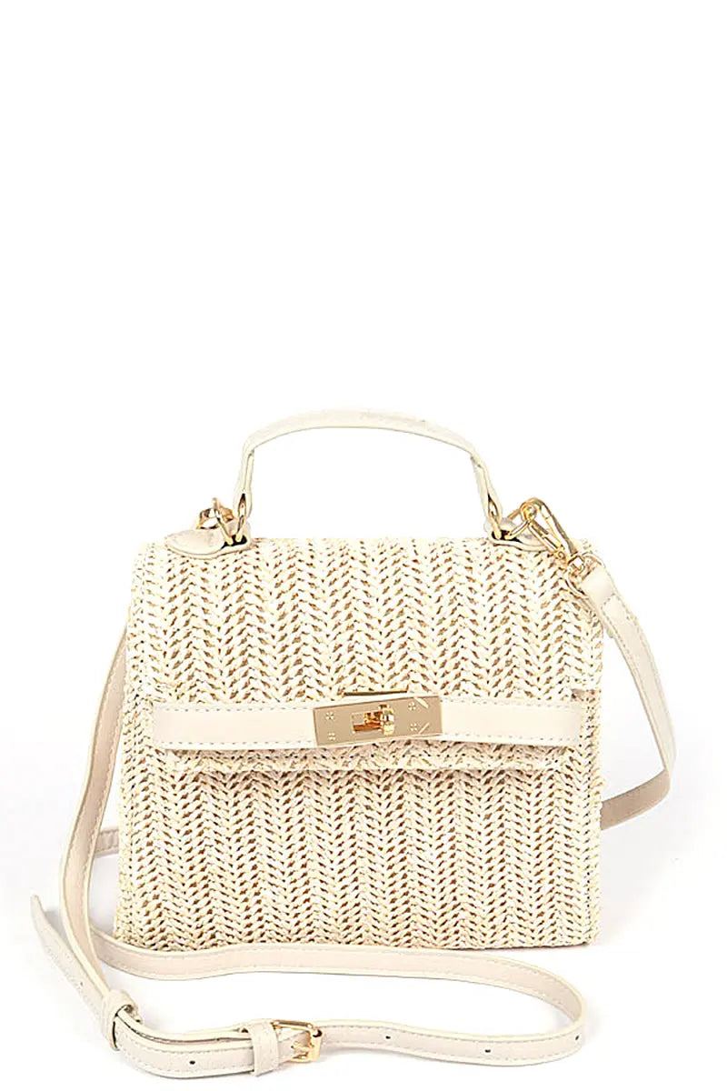 Faux Straw Top Handle Clutch Sunny EvE Fashion