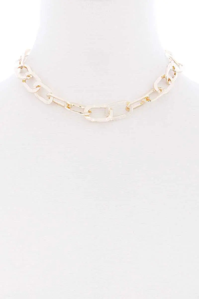 Flat Metal Chain Short Necklace Sunny EvE Fashion
