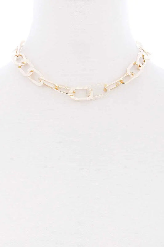 Flat Metal Chain Short Necklace Sunny EvE Fashion