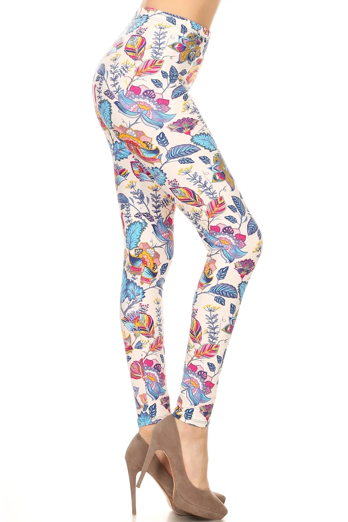 Floral Printed Lined Knit Legging With Elastic Waistband Sunny EvE Fashion
