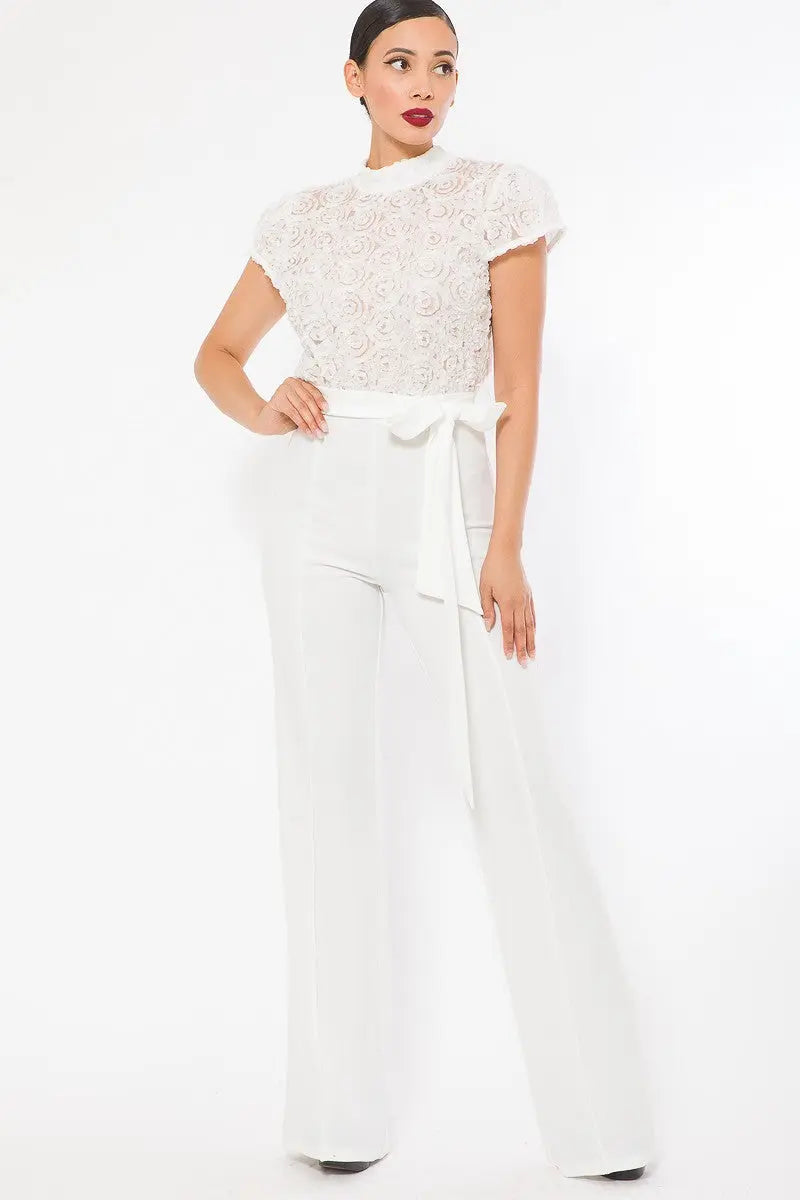 Flower Lace Top Detailed Fashion Jumpsuit Sunny EvE Fashion