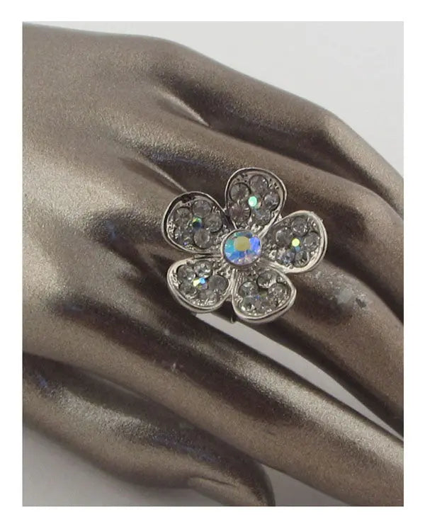 Flower rhinestone adjustable ring Sunny EvE Fashion