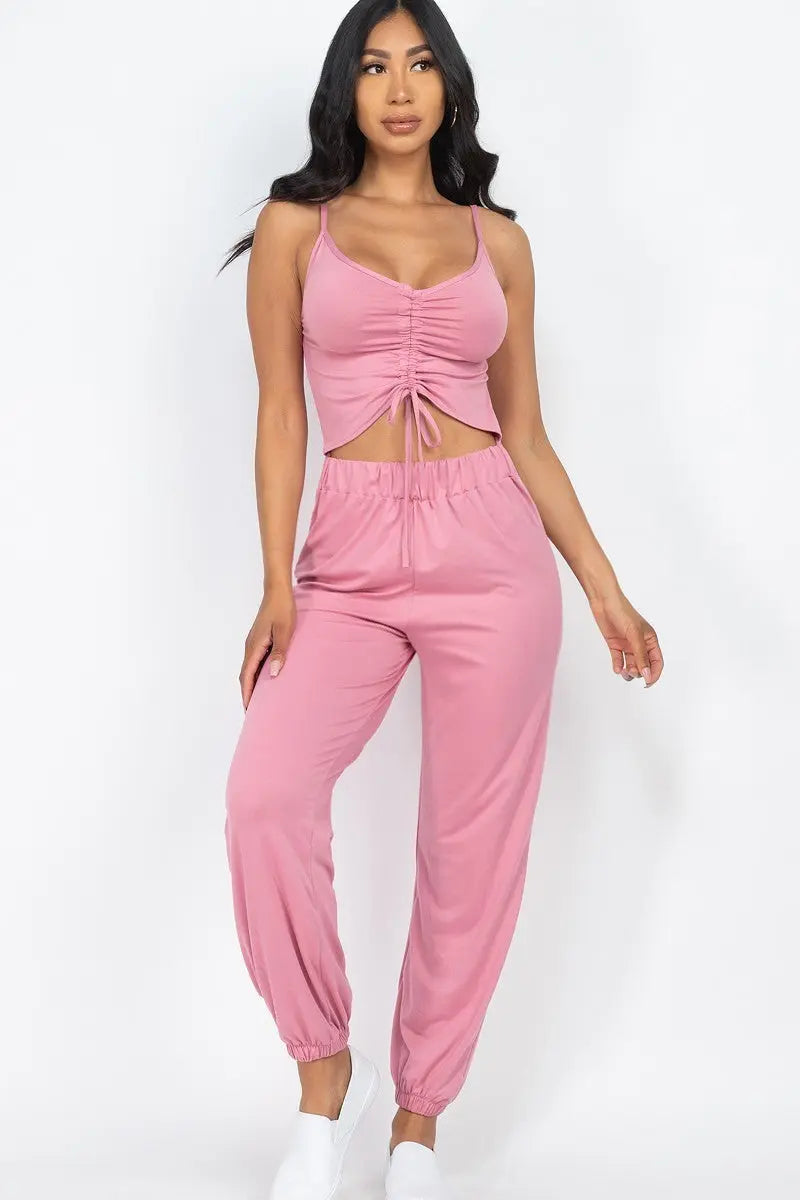 Front Ruched With Adjustable String Cami Casual/summer Jumpsuit Sunny EvE Fashion