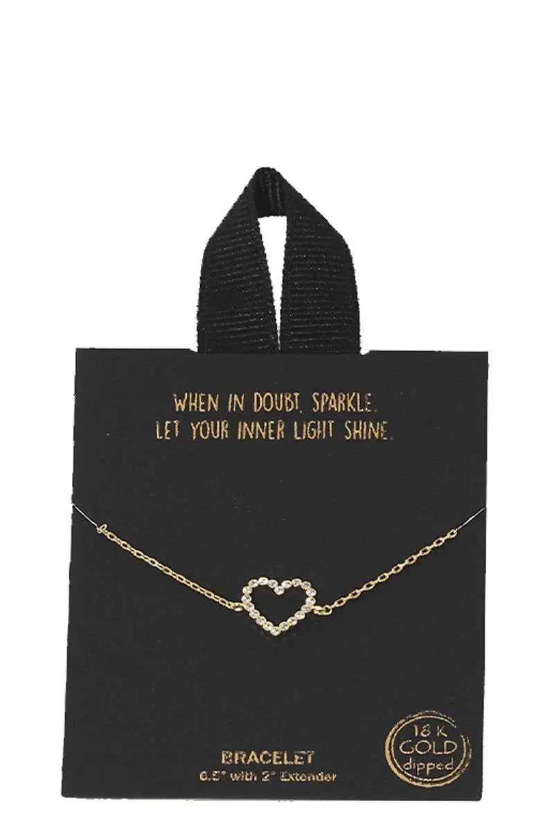 Gold Rhodium Dipped Heart Pendant Bracelet Sunny EvE Fashion