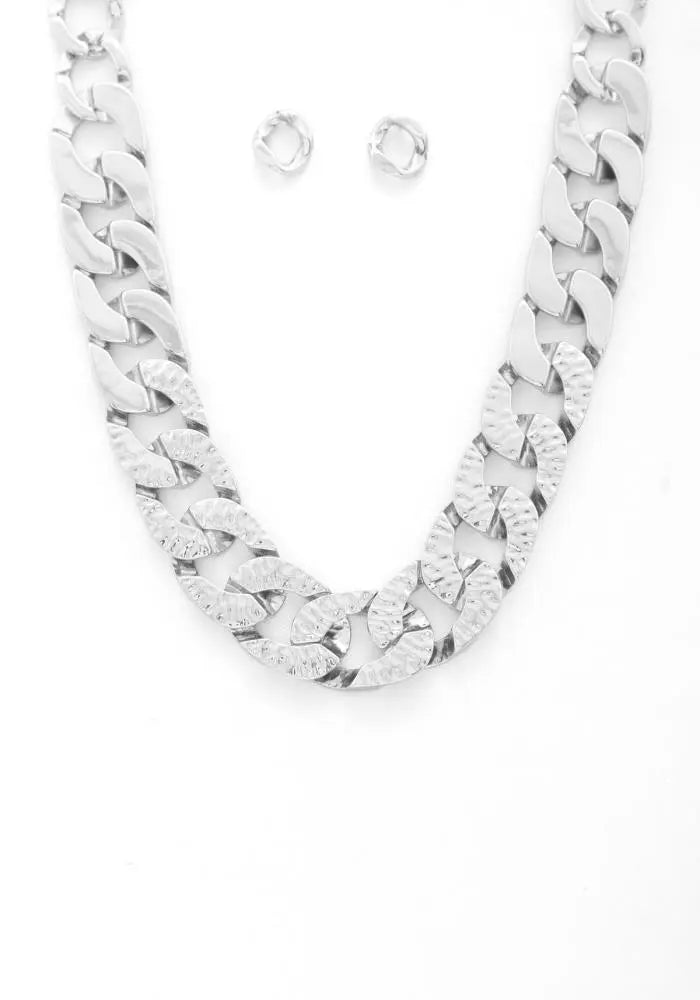 Hammered Metal Curb Link Necklace Sunny EvE Fashion