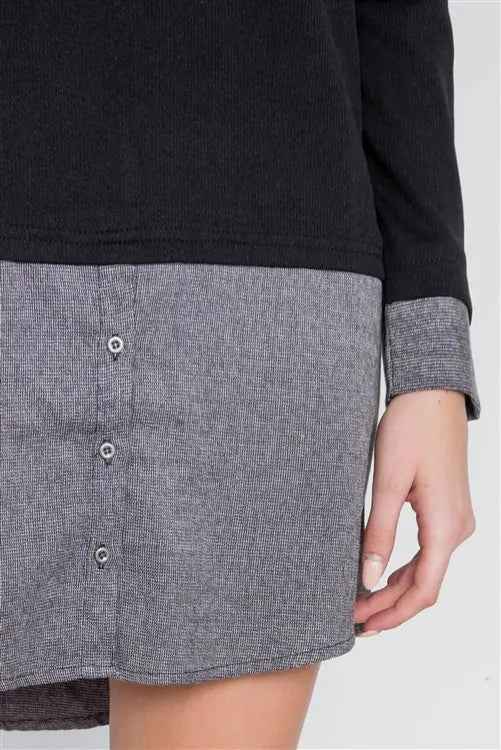 Knit Combo Long Sleeve Sweater Dress Sunny EvE Fashion