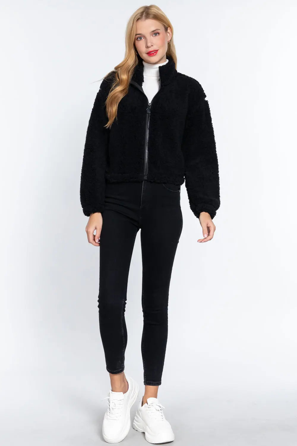 Long Slv Faux Fur Zip-up Jacket Sunny EvE Fashion