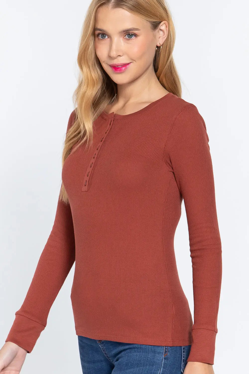 Long Slv Henley Thermal Top Sunny EvE Fashion