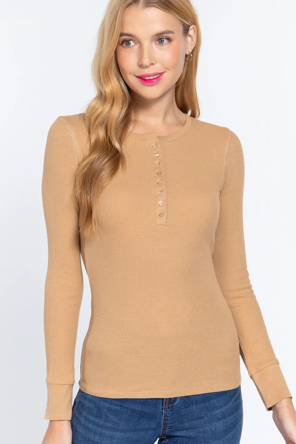 Long Slv Henley Thermal Top Sunny EvE Fashion
