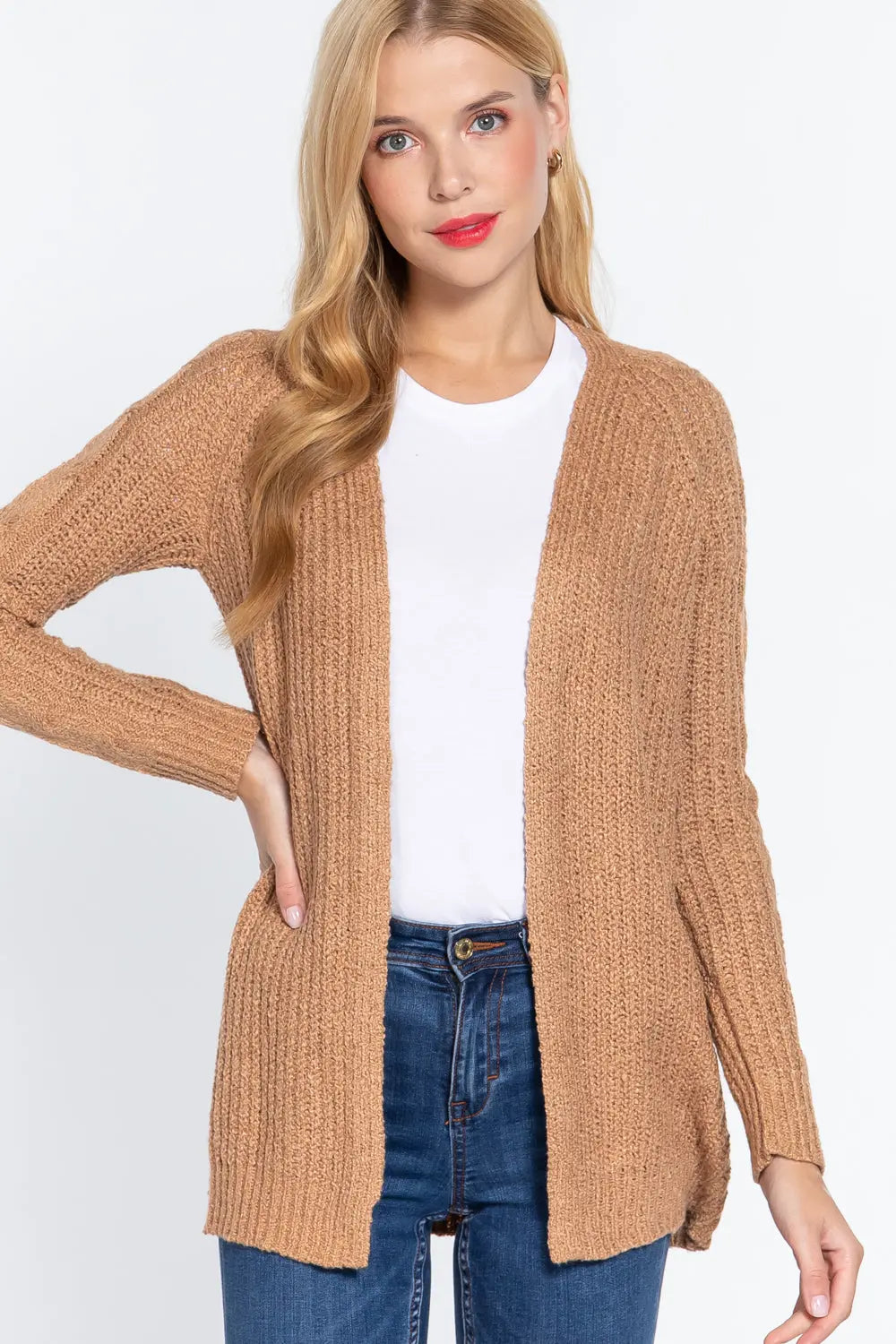 Long Slv Open Front Sweater Cardigan Sunny EvE Fashion