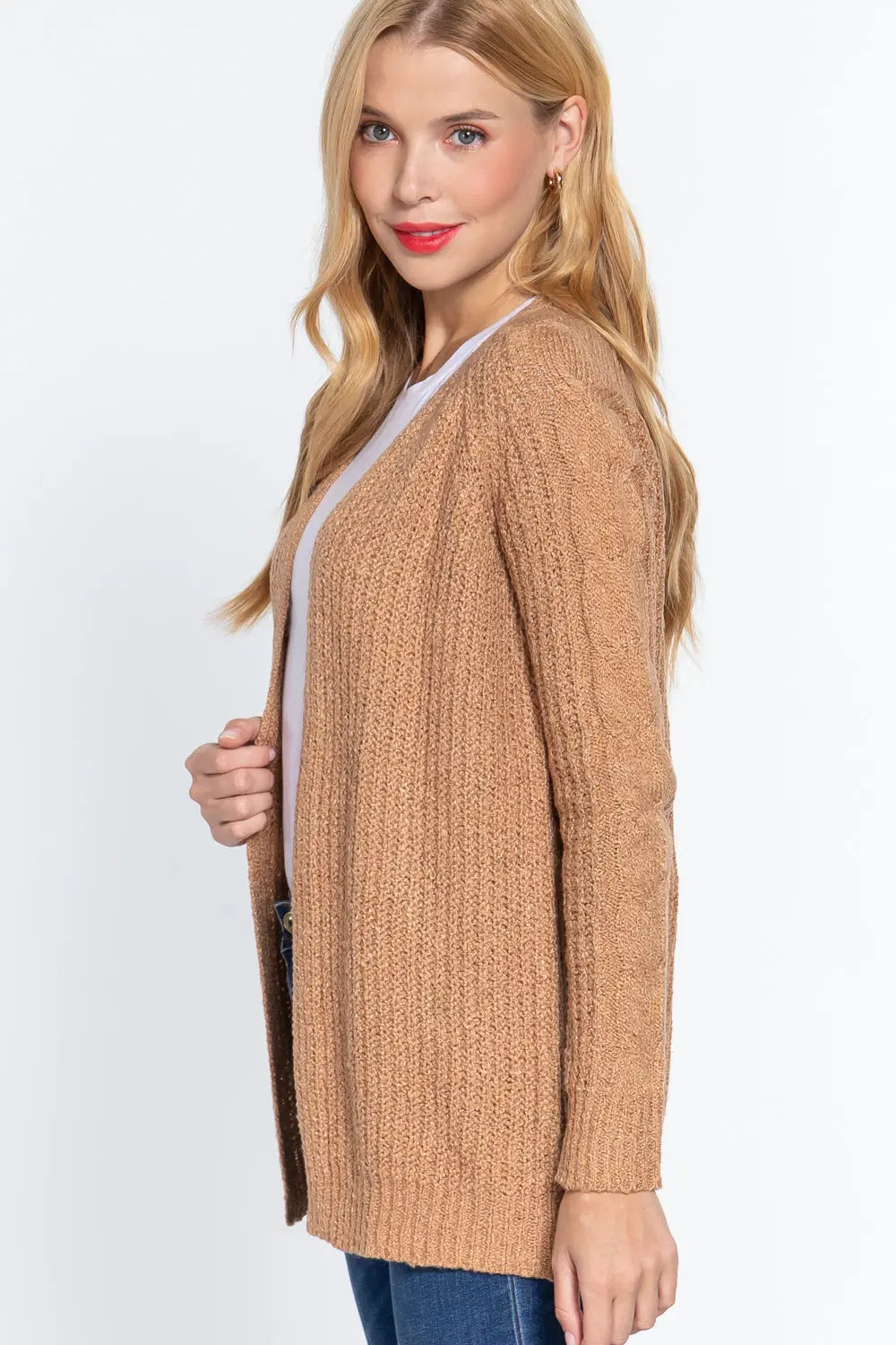 Long Slv Open Front Sweater Cardigan Sunny EvE Fashion