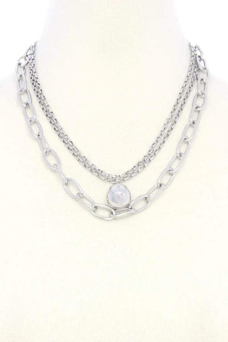 Metal Ball Oval Link Layered Necklace Sunny EvE Fashion
