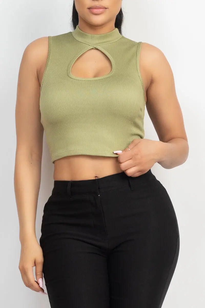 Mock Keyhole-front Crop Top Sunny EvE Fashion
