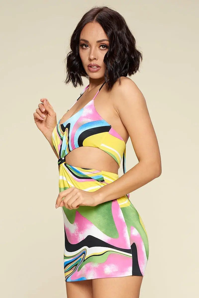 Multi Color Dress With Front Cut Out Sunny EvE Fashion
