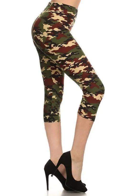 Multi-color Print, Cropped Capri Leggings Sunny EvE Fashion