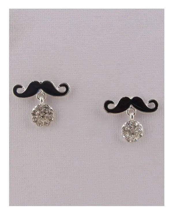 Mustache earrings w/rhinestones Sunny EvE Fashion