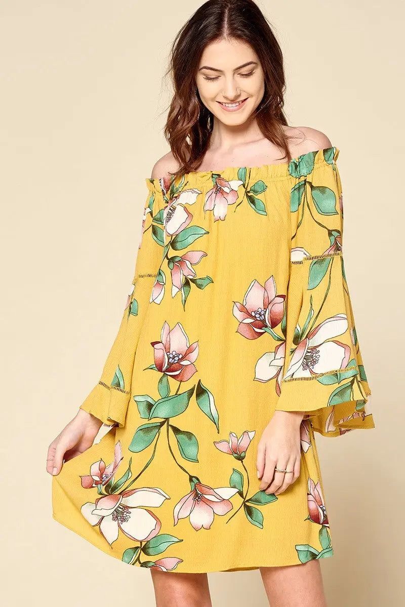 Off-the-shoulder Woven Loose-fit Dress Sunny EvE Fashion