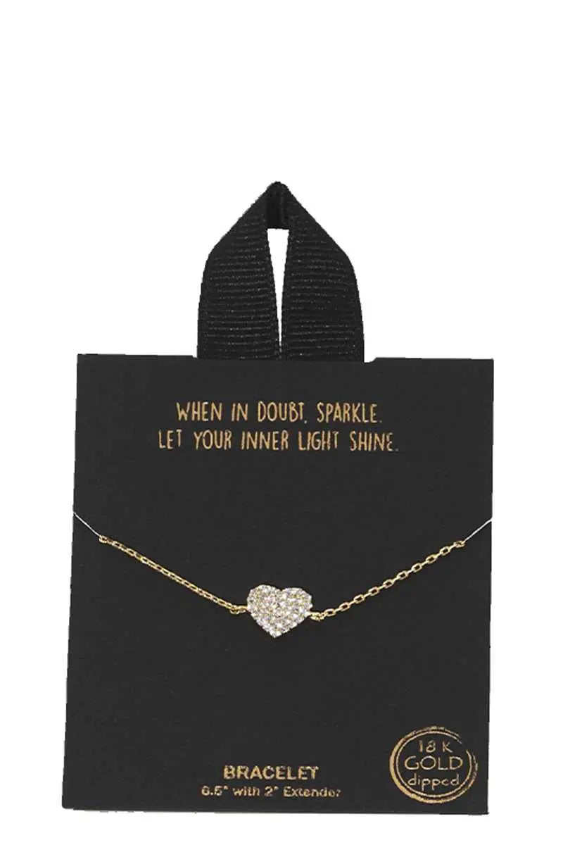 Old Rhodium Dipped Heart Pendant Bracelet Sunny EvE Fashion