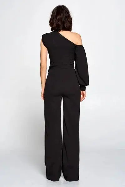 One Shoulder Solid Print Jumpsuit Sunny EvE Fashion