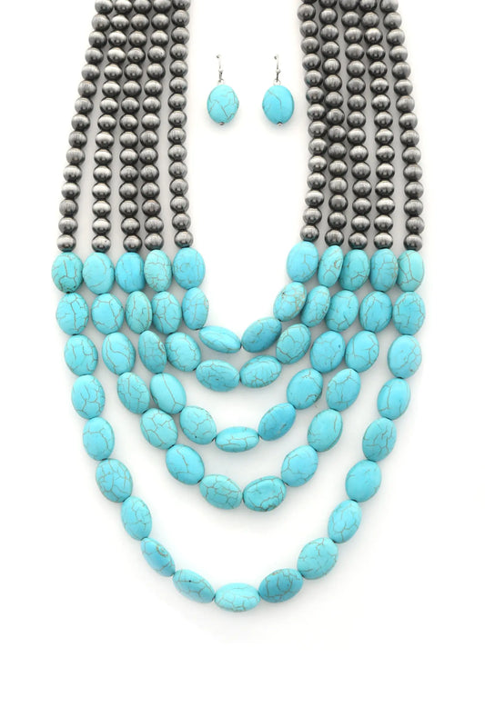 Oval Turquoise Layered Necklace Sunny EvE Fashion