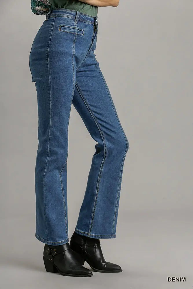 Panel Straight Cut Denim Jeans With Pockets Sunny EvE Fashion