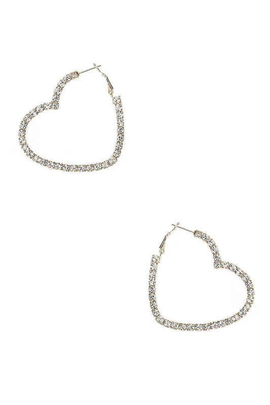 Rhinestone 5mm Side Crystal Heart Hoop Earring Sunny EvE Fashion