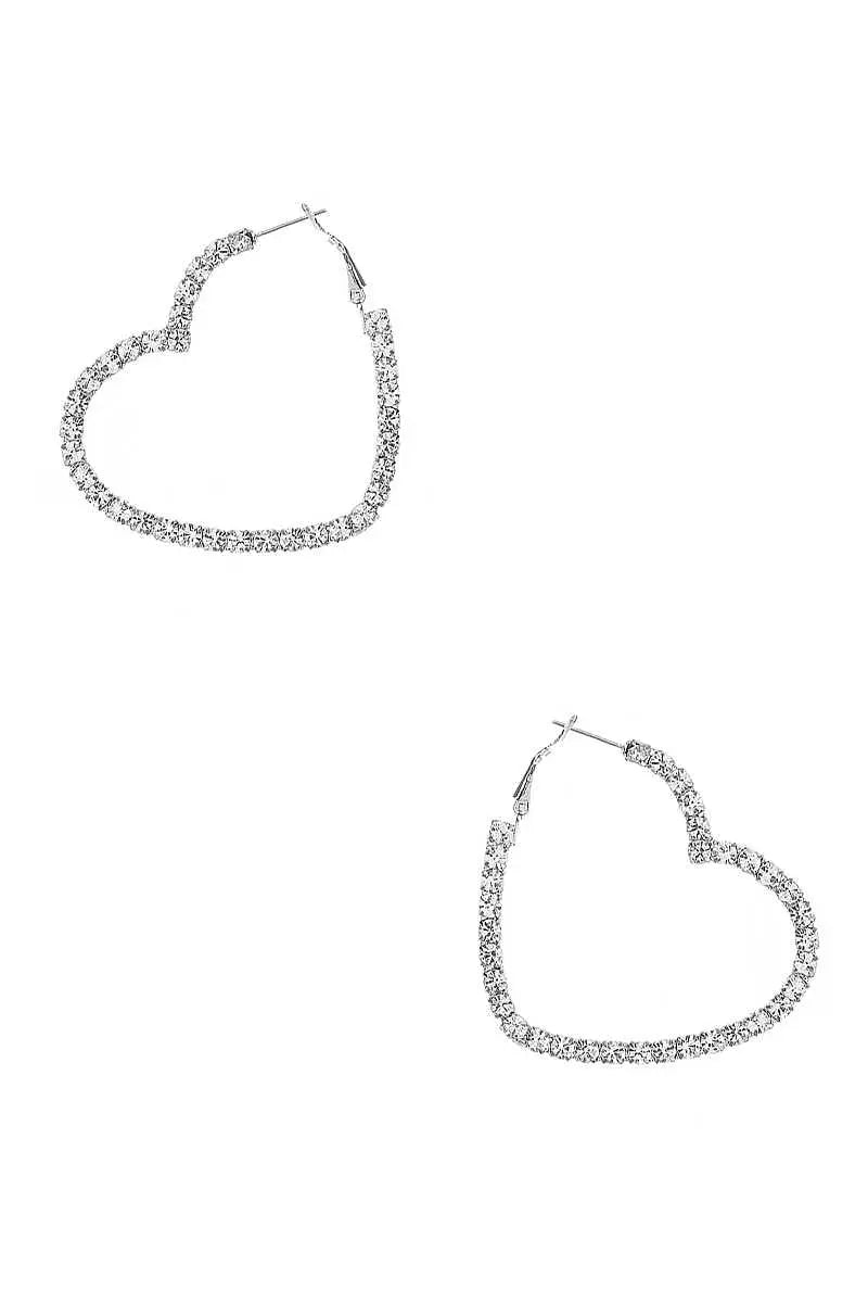 Rhinestone 5mm Side Crystal Heart Hoop Earring Sunny EvE Fashion