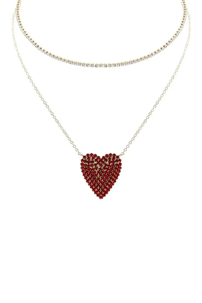 Rhinestone Heart Choker And Necklace Set Sunny EvE Fashion