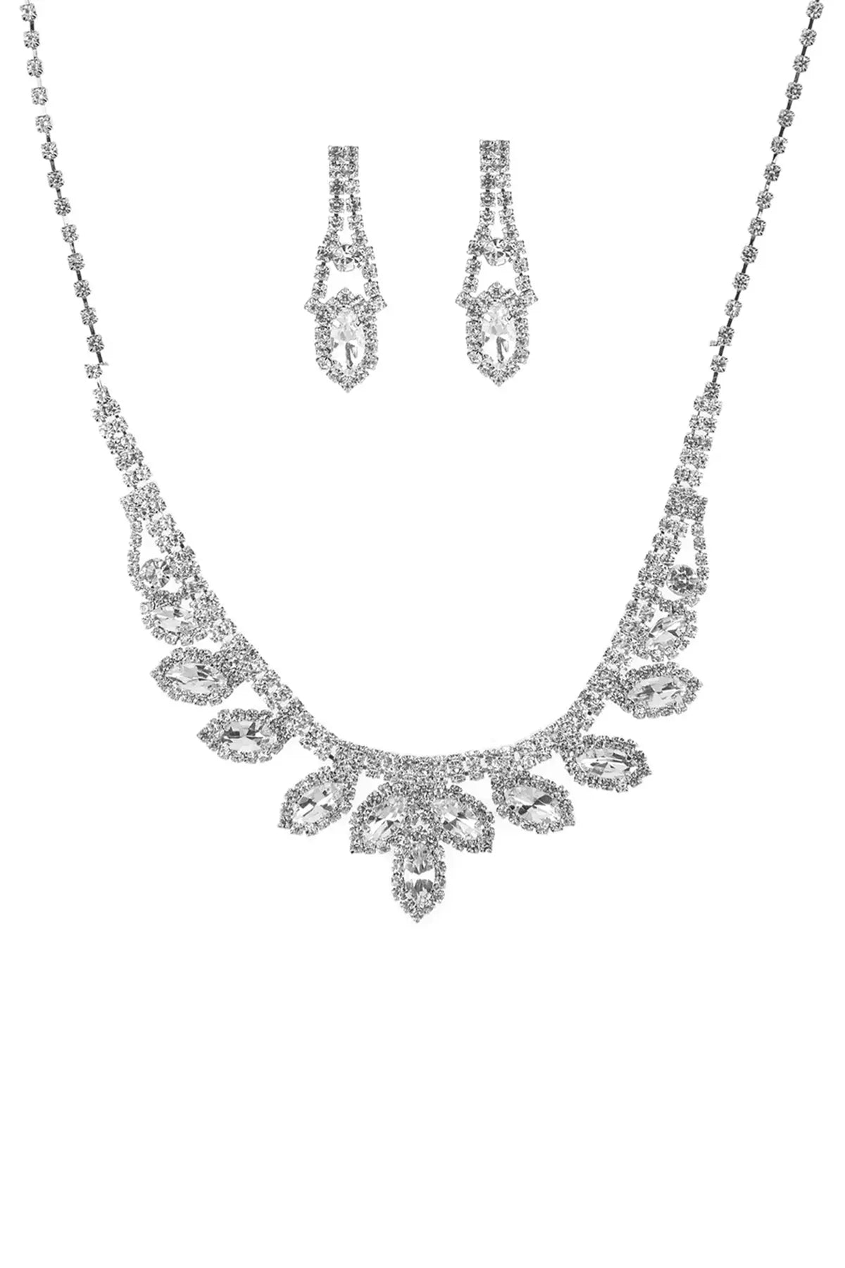 Rhinestone Marquise Wedding Necklace And Earring Set Sunny EvE Fashion