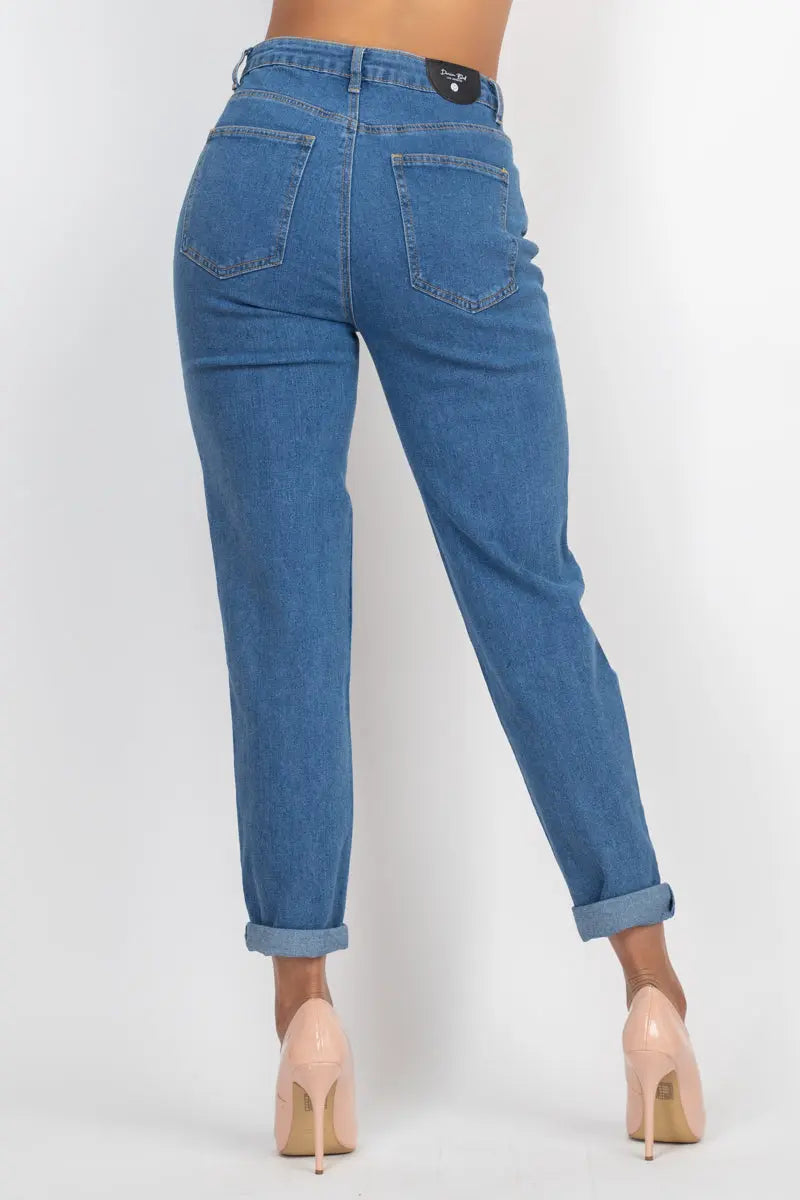 Rolled Hem Ripped Denim Jeans Sunny EvE Fashion