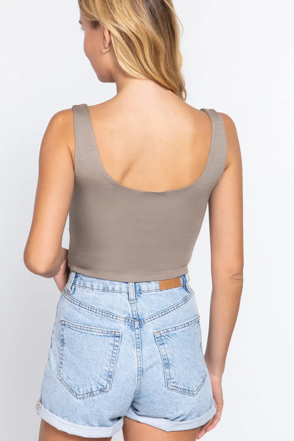 Scoop Neck 2 Ply Crop Tank Top Sunny EvE Fashion