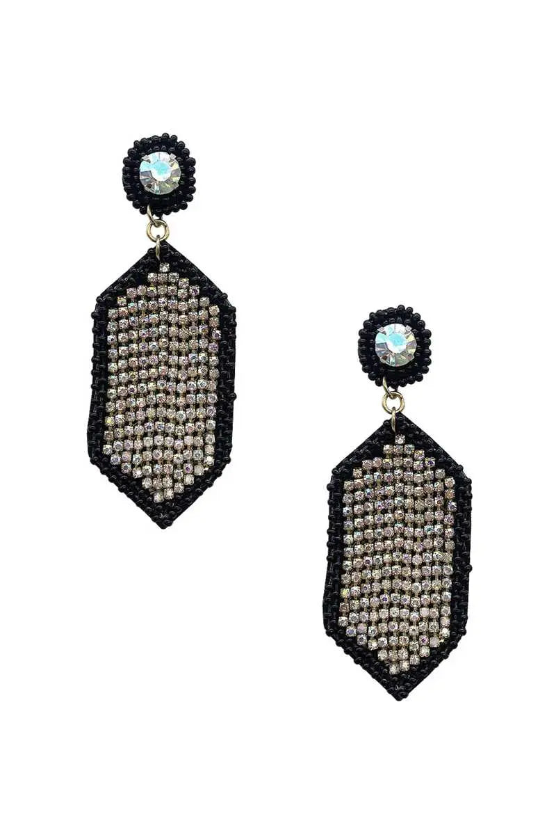 Seed Bead Rhinestone Hexagon Dangle Earring Sunny EvE Fashion